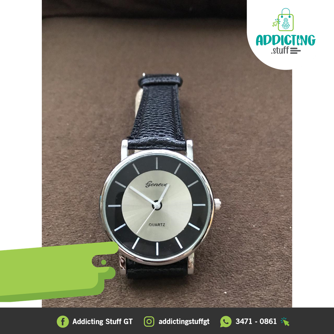 Reloj Geneva Negro/Plateado Unisex – Addicting Stuff GT