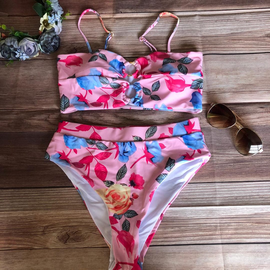 Bikini cintura alta 2 argollas en brasier Rosa – Addicting Stuff GT