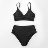 Bikini Cintura Alta Cruzado Negro