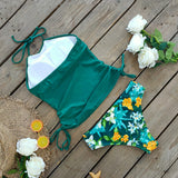 Tankini Halter Verde Bottom Floreado