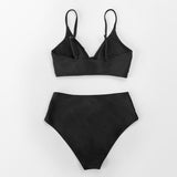 Bikini Cintura Alta Cruzado Negro