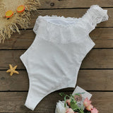 Monokini Blanco un Hombro de Encaje (Oferta)