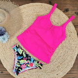 Tankini de Tirantes Cintura Baja Rosa Neon