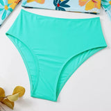 Tankini Crop Top Floreado Aqua Cintura Media (Oferta)