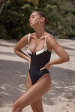 Monokini Negro Tirantes Cremas