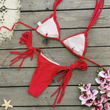 Bikini Rojo Trenzado Cintura Baja