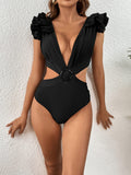 Monokini Negro Escote Cruzado Argolla