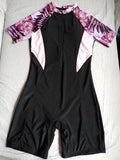 Monokini manga corta short largo flores moradas