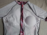 Monokini manga corta short largo flores moradas