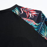 Tankini Manga larga short negro con lycra hojas
