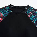 Tankini Manga larga short negro con lycra hojas