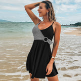 Tankini Tirantes Vestido Negro Rayado (Oferta)