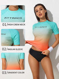 Blusa Manga Corta Celeste/Naranja Degradada