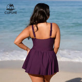 Monokini Plus Size de Falda Morado