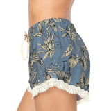 Short de Pijama con Encaje  Selva Aves Azul