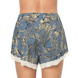 Short de Pijama con Encaje  Selva Aves Azul