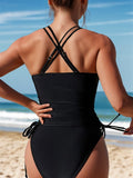 Tankini negro tirantes cruzados cintura media