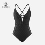 Monokini Escotado Negro Costados con Rombos