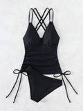 Tankini negro tirantes cruzados cintura media