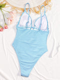 Monokini Sky Blue con vuelos tela texturizada
