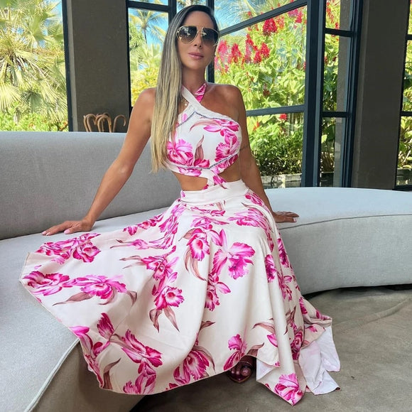 Vestido Blanco con Flores Fucsias โ Addicting Stuff GT