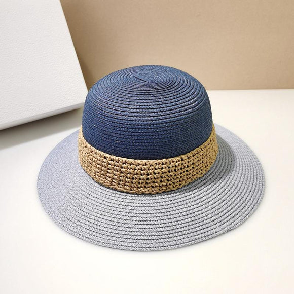 Sombrero Redondo Tonos Azules Banda Khaki