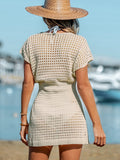 Salida Vestido Beige Manga Corta Círculos