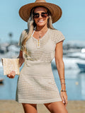 Salida Vestido Beige Manga Corta Círculos