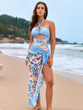 Monokini Sky Blue escote cruzado con falda