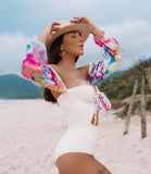 Monokini Blanco con Mangas Arcoiris (Oferta)