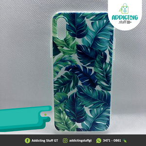 Case de Silicón Hojas Verdes y Azules para IPhone