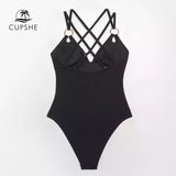 Monokini Negro Tirantes Doble Cruce Espalda