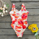 Monokini Blanco de tirantes Flores Naranjas