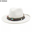 Sombrero Blanco con Banda Piedras y Moneda