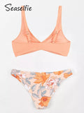 Bikini Peach Floreado Cintura Baja Reversible