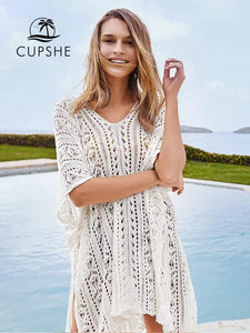 Vestido playero tejido a crochet hot sale