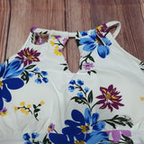 Monokini Blanco Flores Azules/Corintas