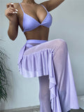 Conjunto Bikini y Pantalón pierna alta Lila