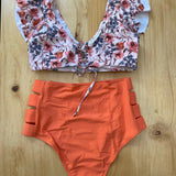 Bikini Cintura Alta Abierto Peach Floreado