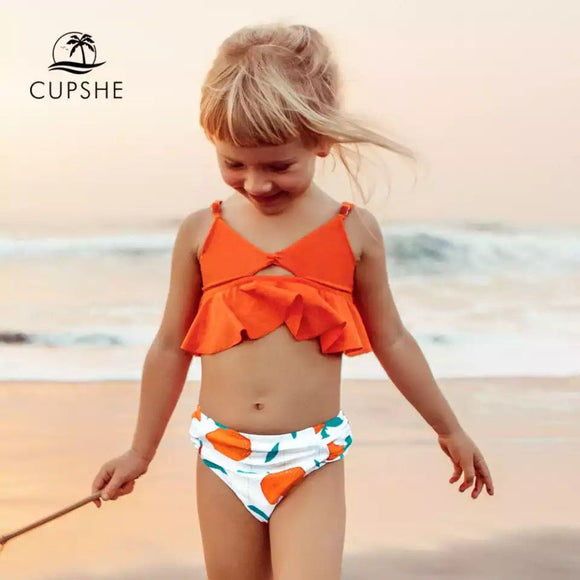 Bikini Naranja Top vuelos Niña Talla