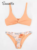 Bikini Peach Floreado Cintura Baja Reversible