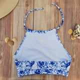 Top de Bikini Cuello Halter DESIRE Rosas Azules Niña