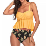 Tankini Amarillo Cintura Alta Negro