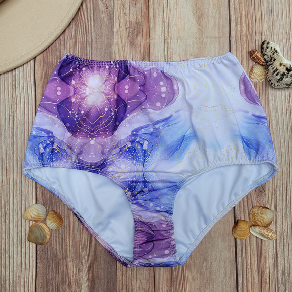 Bottom de Bikini Cintura Alta DESIRE Marmoleado Lila DAMA