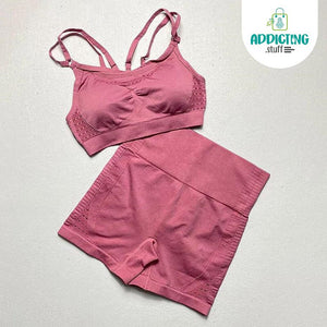 Conjunto Deportivo Top + Pantaloneta Rosa