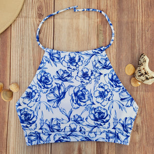 Top de Bikini Cuello Halter DESIRE Rosas Azules Niña