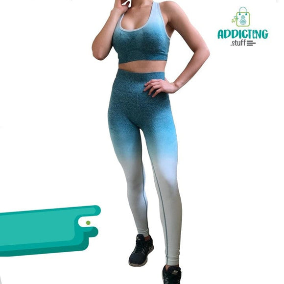 Conjunto Deportivo Top + Legging Green and White