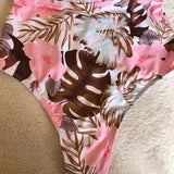 Monokini Manga Larga Blanco y Flores Rosas