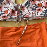 Bikini Cintura Alta Abierto Peach Floreado