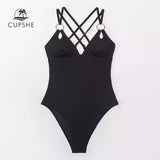 Monokini Negro Tirantes Doble Cruce Espalda